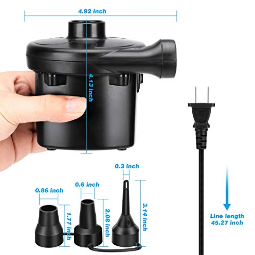 Ir Pump Electric Pump Air Pump For Inflatables Air Mattress Pump With 3 Nozzles Inflator/Deflator Quick Electric Air Pump For Air Bed Pool Toy Raft Boat 110V AC (130W)