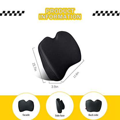  Super Soft Lumbar Support Pillow For Car, 100% Memory Foam Lumbar Pillow With Breathable Removable Cover, Ergonomic Design - Back Pillow Lumbar Support Pillow For Office Chair/Back Pain Relief(Black)