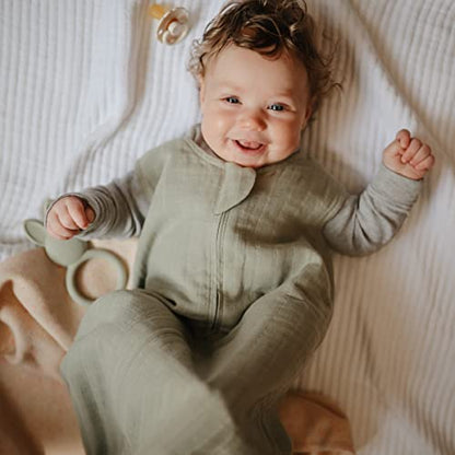  Mushie Baby Wearable Blanket | 100% Organic Cotton Muslin | Sleeping Bag For Infants (Sage)