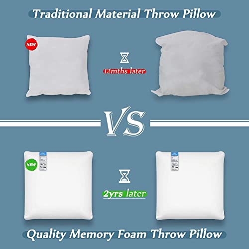  AM AEROMAX 12 ×12 Pillow Insert Memory Foam Throw Pillow Insert Sham Square For Decorative Cushion Bed Couch Sofa Without Deform After Longtime Use