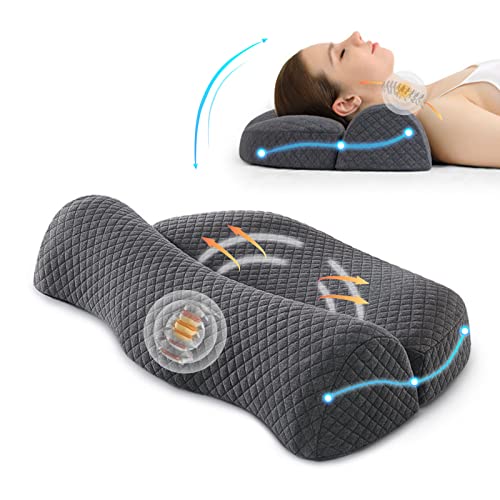  High Density Space Cervical Memory Foam Pillow, Contour Pillows For Neck And Shoulder Pain, Ergonomic Orthopedic Sleeping Neck Contoured Support Pillow For Side Sleepers, Back And Stomach Sleepers