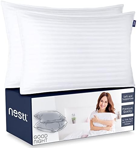  Bed Pillows For Sleeping - Down Alternative Sleep Pillows King Size Set Of 2-100% Cotton Pillow With Polyester Fiber Filling - Soft And Fluffy Pillow 20x 36 Inches