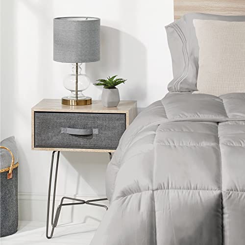  MDesign Twin All-Season Down Alternative Comforter - Quilted Duvet Insert Or Stand-Alone Comforter - Plush Microfiber Fill, Box Stitched - Machine Washable - Gray