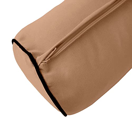  MH GLOBAL |SLIPCOVER ONLY|S6 Outdoor Daybed Mattress Bolster Pillow Cushion Covers Contrast Piped Trim Twin-XL AD104