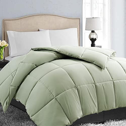  All Season Queen Size Soft Quilted Down Alternative Comforter Reversible Duvet Insert With Corner Tabs,Winter Summer Warm Fluffy,White,88x88 Inches
