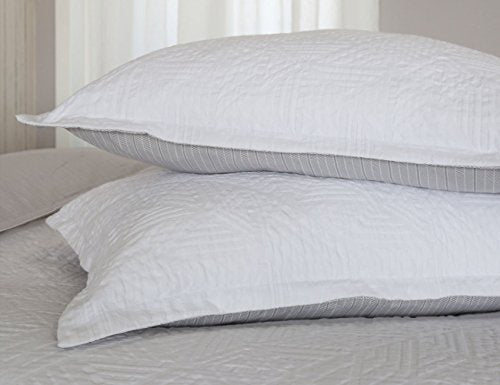  Meadow Park Matelasse Duvet Cover Set, 100% Cotton, Pre-Washed, Soft & Cozy, Woven Jacquard Textured, Modern Geo Design Bedding Set, King, White