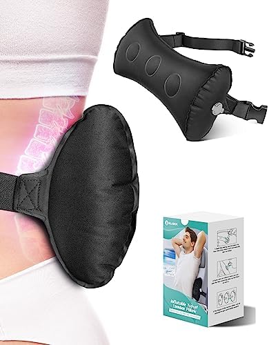  BLABOK Reduce Lower Back Pain While Traveling Get Lumbar Support Pillow For Airplane With Inflatable Lumbar Pillow (Black-C1)