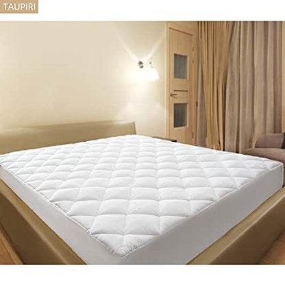  Queen Quilted Mattress Pad Cover With Deep Pocket (8"-21"), Cooling Soft Pillowtop Bed Mattress Cover, White