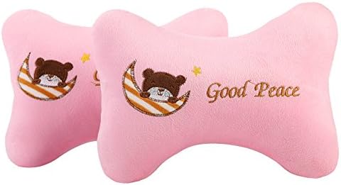  Seemehappy Cute Cartoon Animals Bone Shape Car Headrest Pillows Neck Pillow Cushions 2pcs (003)