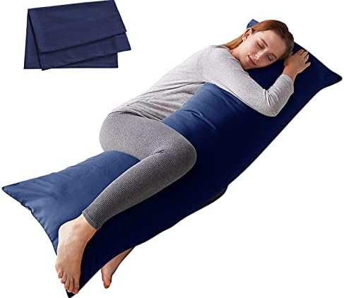  Body Pillow With Pillowcase-Soft Long Bed Pillow For Adults-Breathable Full Body Pillow Insert For Sleeping,20x54inches-Black