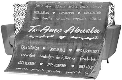  Mothers Day Gifts For Abuela In Spanish, Abuela Blanket, Feliz Dia De Las Madres, Regalos Para Abuela En Español For Birthday/Cumpleaños From Los Nietos, 60x50 Inches (Purple, Fleece)