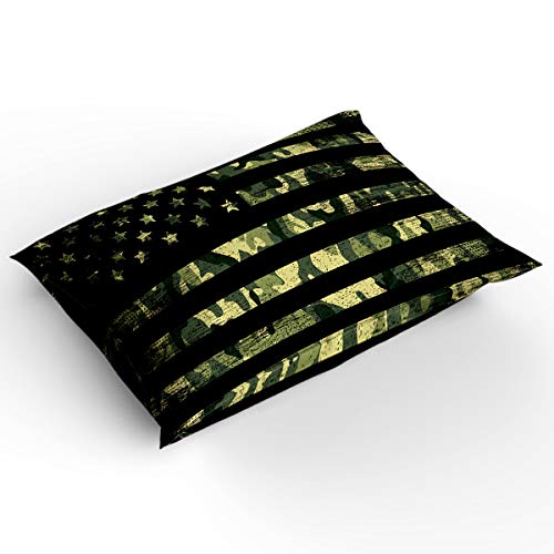  4 Pieces Bedding Sets, USA Flag Duvet Cover Set, Camouflage Themed,Include 1 Flat Sheet 1 Duvet Cover And 2 Pillow Cases, Full Size