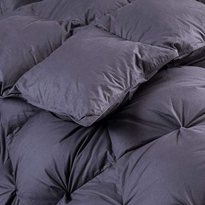  Xurious Goose Down Comforter Queen Size Duvet Insert, Premium Pinch Pleat Design, 1200 Thread Count 100% Egyptian Cotton, 750+ Fill Power, 60 Oz Fill Weight (Queen, Gray)