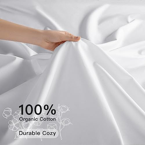  REDASW 100% Egyptian Cotton 1200 Thread Count King Size Sheets Set,Bed Sheet 4 Piece Sets,16 Inches Deep Pocket,All Season (White)