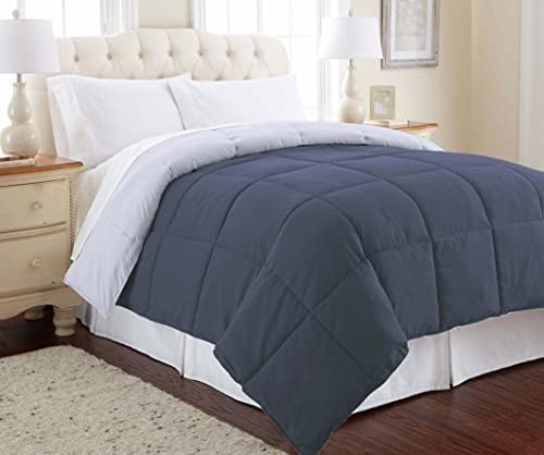  Down Alternative Microfiber Quilted Reversible Comforter & Duvet Insert - Soft, Comfortable Alternative To Goose Down - Bedding For All Seasons Amethyst/Silver Full/Queen