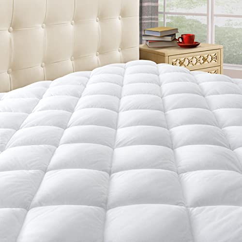  Queen Quilted Mattress Pad Cover With Deep Pocket (8"-21"), Cooling Soft Pillowtop Bed Mattress Cover, White