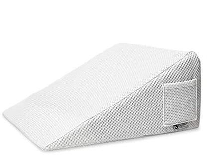  COMFORT WEDGE™ Pillow For Sleeping, Sleep Apnea, Snoring, GERD, Acid Reflux — Memory Foam Bed Wedge Pillow With Orthopedic Support For Surgery Recovery — Triangle Back Pillow For Bed 12" Elevation