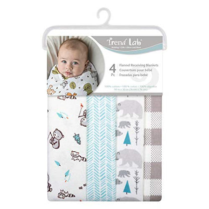 Bear 4 Pack Flannel Blankets, Grey