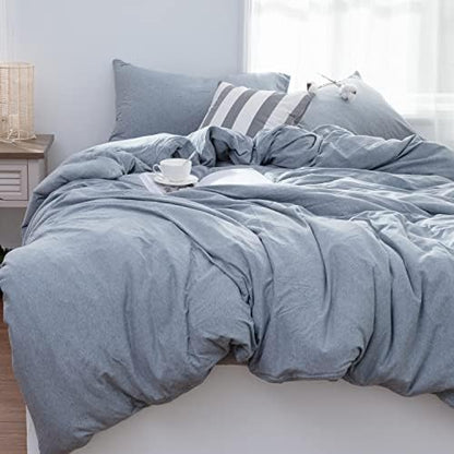  LIFETOWN 100% Jersey Knit Cotton Duvet Cover Set T-Shirt Feel Bedding Set Ultra Soft Wrinkle-Free (Beige, Queen)
