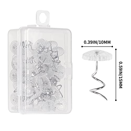  60PCS Upholstery Tacks - Bed Skirt Pins Or Holders Clear Head Upholstery Pins, Headliner Pins Twist Fabric Pins For Slipcovers And Bedskirts