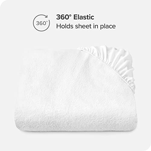  Queen Size Mattress Protector - Premium 100% Waterproof Mattress Protector - Vinyl Free - Cooling Mattress Protector (Queen, White)
