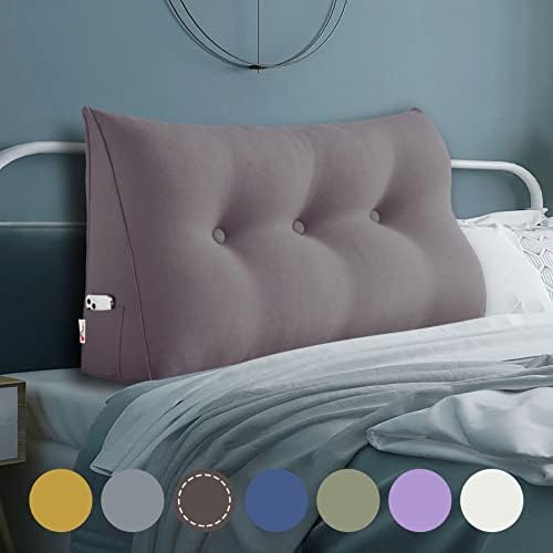  WOWMAX Large Bolster Triangular Headboard Pillow Twin Dorm Headboard Twin XL Bed Wedge Pillow For Headboard Bolster Pillow For Bed With Removable Cover, Gray Polyester Linen Blend Twin