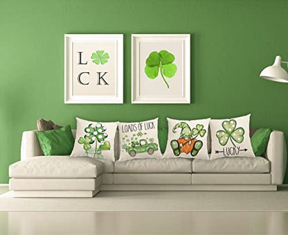 St Patricks Day Decorations Pillow Covers 16x16 Set Of 4 For Irish Shamrock Clover Home Decor Throw Pillows Cover…