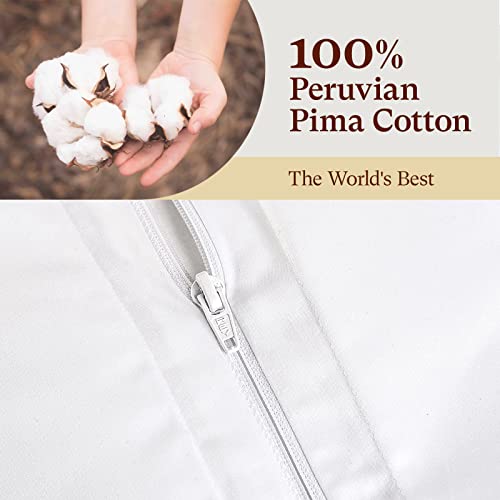  415 Thread Count Percale Duvet Cover Set - 100% Peruvian Pima Cotton - Premium And Breathable With Hidden Zip Closure - White Solid Color - Twin/Twin XL Size, 2 Piece Duvet Cover Set