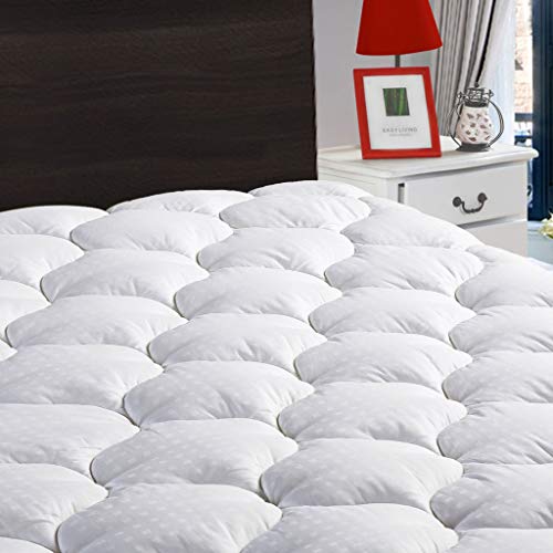  Queen Mattress Pad Cover Cooling Mattress Topper Cotton Top Pillow Top With Snow Down Alternative Fill (8-21 Inch Fitted Deep) Pocket