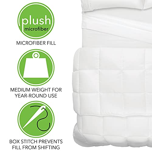  MDesign Twin All-Season Down Alternative Comforter - Quilted Duvet Insert Or Stand-Alone Comforter - Plush Microfiber Fill, Box Stitched - Machine Washable - Gray
