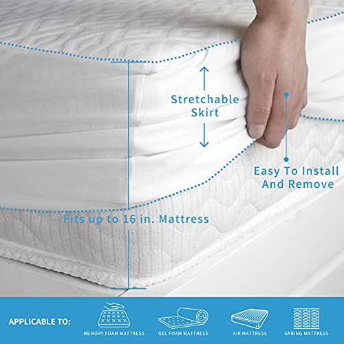  RDICOEUR Premium Full Size Mattress Protector Waterproof, Hypoallergenic Mattress Cover, Fitted Sheet Style, 16 Inch Deep Pocket