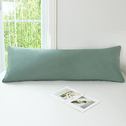  Super Soft Pillowcase - Washed Microfiber Lightweight Pillow Cases Body Size Sage Green 1PCS, Easy Care And Fade Resistant Stain Resistant 20x54 Inches