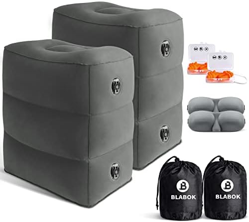  Inflatable Foot Rest Pillow For Air Travel, Airplane FootPillow Adjustable Height Travel Foot Rest Pillow Kids Bed,Portable Foot Rest Pillow For Kids & Adults On Plane,Car,Train,Office 2Pack (Grey2)