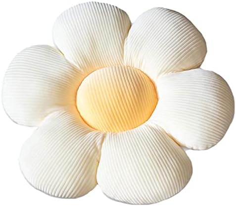  WYIKE Flower-Shaped Cute Pillow, Flower Cushion, Reading Pillow And Leisure And Comfortable Pillow, Car Cushion (Beige/Yellow, 40cm*40cm)