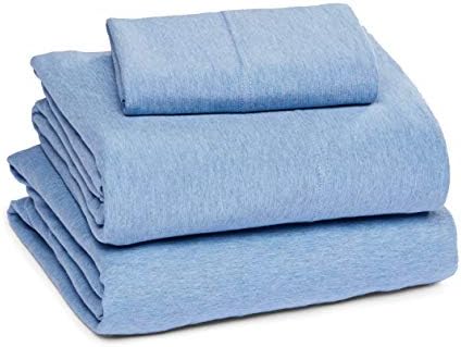 Amazon Basics Cotton Jersey Quilt And Sham Bed Set, Down-Alternative Quilt - Twin/Twin XL, Navy Blue