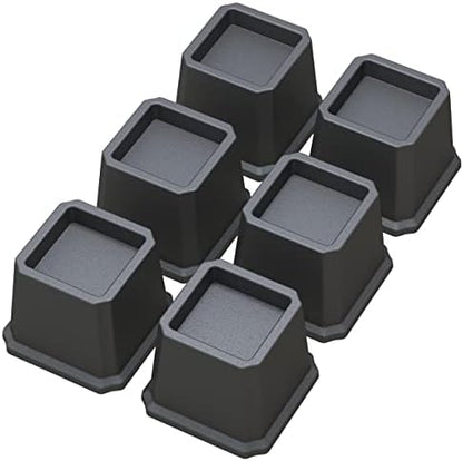  Whynonap Bed Risers 2 Inch Heavy Duty Bed Elevators, Set Of 6 Lifts Up 2000 Lbs Furniture Riser For Sofa And Table, Black