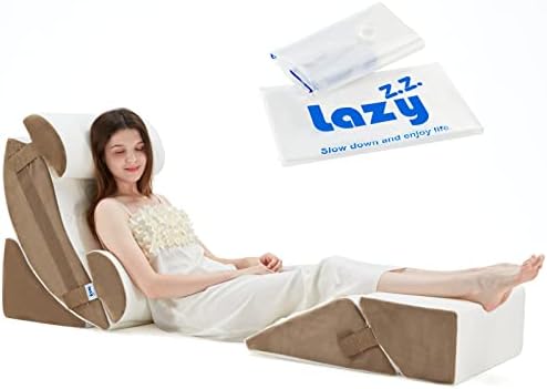 6pcs Orthopedic Bed Wedge Pillow Set, Memory Foam Wedge Pillow For Sleeping, Knee, Lumbar And Back Pain Relief Adjustable Bed Pillow - Acid Reflux, Anti Snoring & GERD Sleeping, Grey