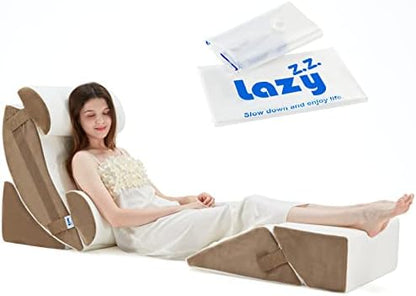  6pcs Orthopedic Bed Wedge Pillow Set, Memory Foam Wedge Pillow For Sleeping, Knee, Lumbar And Back Pain Relief Adjustable Bed Pillow - Acid Reflux, Anti Snoring & GERD Sleeping, Grey