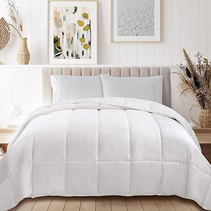  SUPERIOR Classic All-Season Down Alternative Comforter With Baffle Box Construction, Warm Filling - Twin Comforter, Aster Blue