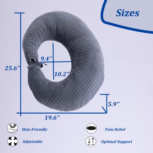  Coceyese BBL Pillow After Surgery For Butt Sleeping, Brazilian Butt Lift Pillow Post Surgery Recovery For Sitting Sleeping Driving Donut Pillow For Woman Lumbar Back Cushion Seat Foam (Dark Grey)
