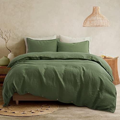  ATLINIA Bedding Duvet Cover Set Linen - 100% French Flax Washed Bed Sets Farmhouse Comforter Cover Set (1 Duvet Cover And 2 Pillow Shams) King Size Natural