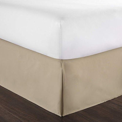  Bed Skirt Full 21 Inch Drop Solid Taupe 100% Cotton Hotel Quality