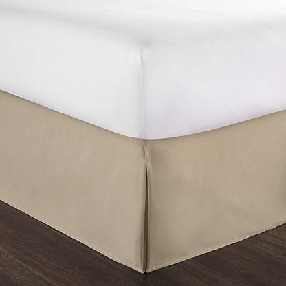  Bed Skirt Full 21 Inch Drop Solid Taupe 100% Cotton Hotel Quality