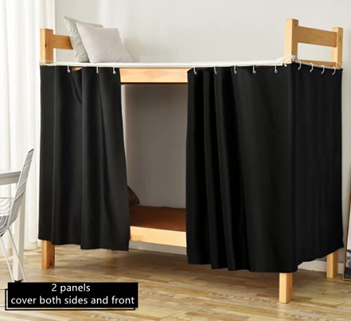  Full Size Bottom Bunk Bed Blackout Curtains For Full For Men Women Teen Boys, Black, 2 Panels