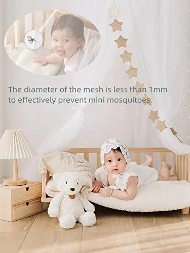  Bed Canopy Girls Mosquito Net Canopy Dreamy Princess Tent Hanging Dome Chiffon Yarn Canopy Net Room Decor For Kids Teenager(White)