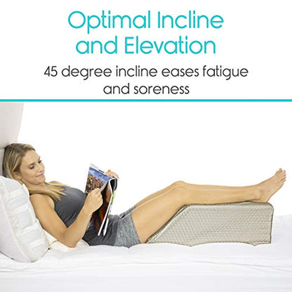  Xtra-Comfort Leg Elevation Pillow For Sleeping, Swelling, Post Surgery - Memory Foam Bed Wedge Pillow- Support Cushion For Pregnancy, Leg, Foot Rest