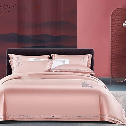  LEIGE Cotton Wedding Cotton Four-Piece Villa Wedding Skin-Friendly Soft Four-Piece Bedding (Color : E, Size : 220 * 240cm)