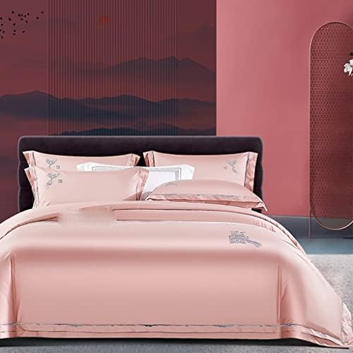  LEIGE Cotton Wedding Cotton Four-Piece Villa Wedding Skin-Friendly Soft Four-Piece Bedding (Color : E, Size : 220 * 240cm)