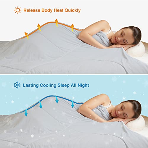  Dual-Sided Cooling Comforter Twin Size, Washable Lightweight Cooling Blanket Q-Max 0.4 Breathable Silk Smooth Grey Summer Comforter For Hot Sleepers And Night Sweats