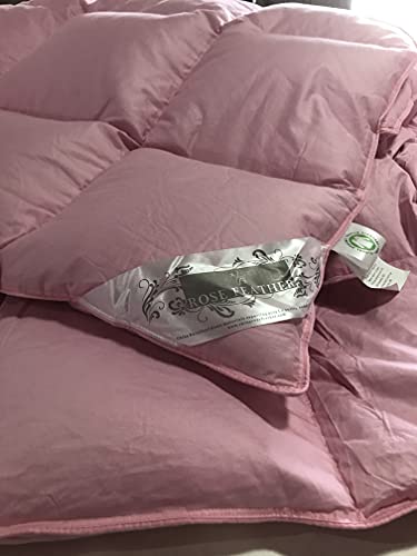  Natural Goose Down Feather Comforter Duvet,300TC Down Proof Cover, 650+ Fill Power,Soft Warm Brethable, Medium Warmth (Cal King Size, Pink)